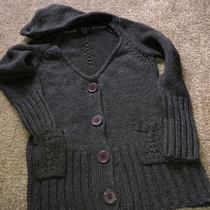 Gray Button Up Sweater Hoodie